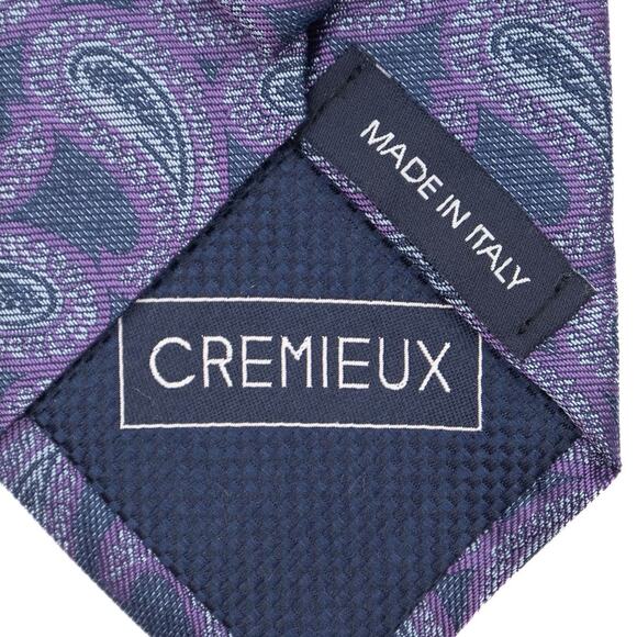 Daniel Cremieux Purple Paisley 100% Silk Neck Tie Made In Italy - Picture 4 of 8